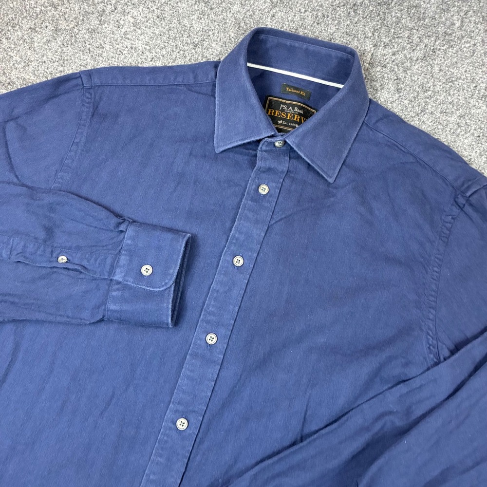 Jos. A. Bank Reserve Navy Cashmere Blend Tailored Fit Shirt Mens Size Medium
